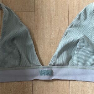 Green Wireless Bra with Plunge V-Neck and Light Support